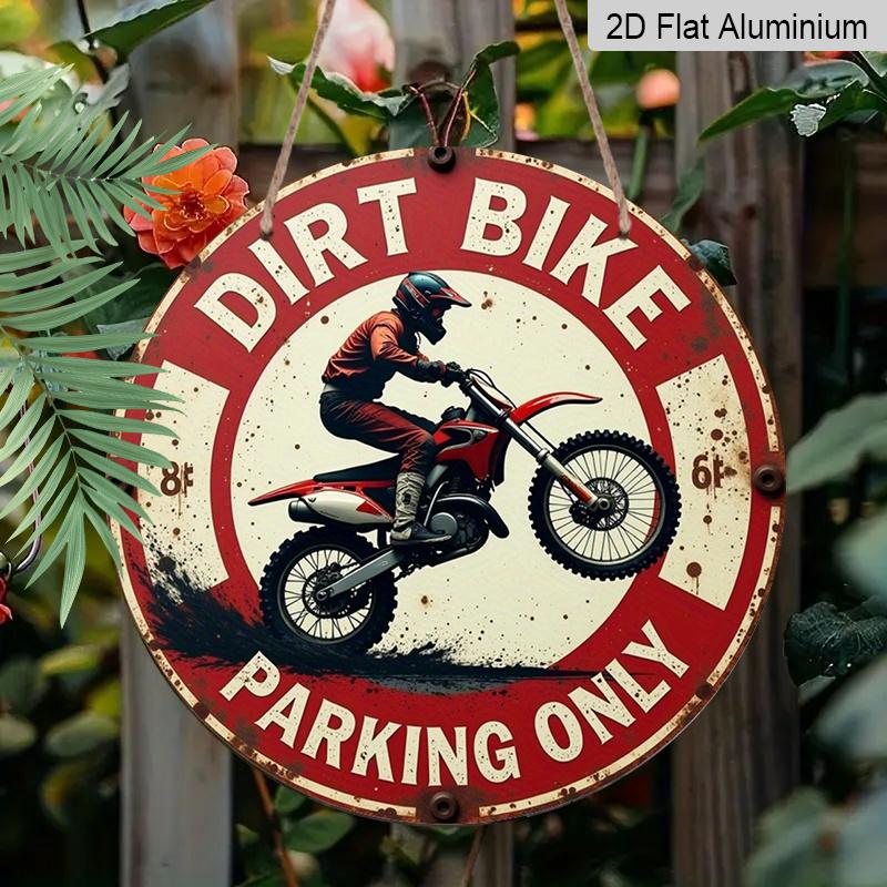2D Flat 1pc, 8x8 in, Printed Aluminum Metal Signage, Motocross Exclusive Parking Area Theme Decoration, Suitable for Door Decoration, Wall, Home