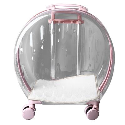 Cat Trolley Case Transparent Breathable Labor Saving Silent Moving Outdoor Rolling Pet Carrier for