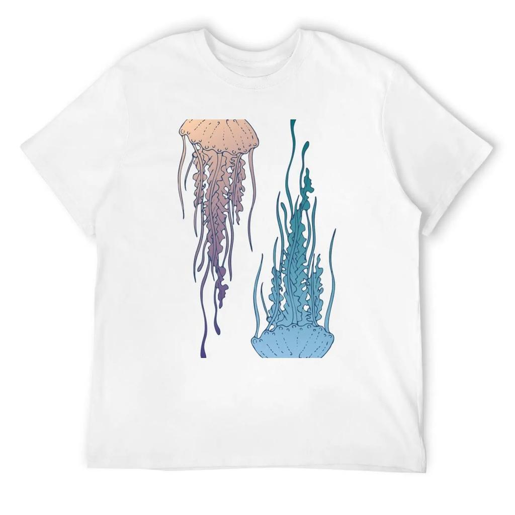Jellyfish, Hand Draw T-Shirt Summer Clothes Basketball Graphic Tees Mens Designer T Shirt