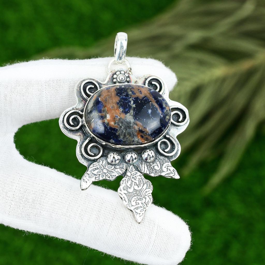 Mothers Day Deal 925 Silver Oval Sodalite Gemstone Sister Unique Pendant Jewelry