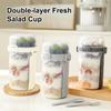 600Ml Salad Oatmeal Cup Breakfast Double Cup Cereal Nut Yogurt Container Set With Dressing Holder Fork Meal Preparation