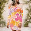Ladies Plus Size Asymmetric Diagonal Shoulder Long Sleeve Dress