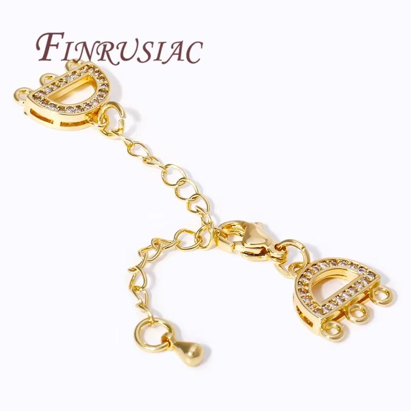 2 Sizes 18K Gold Plated Lobster Clasp with Extension Chain Connector For Jewelry Making,DIY Multi-row Pearl Necklace Accessories