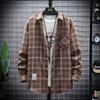Spring Autumn Men's Long-sleeved Lapel Plaid Shirt Men's Versatile Retro Casual Shirt Blouse Jacket Men's Striped Plaid Shirt
