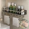 40cm Bathroom Storage Rack Wall Mounted Ventilated Draining Basket No Drill Organizer For Toiletries