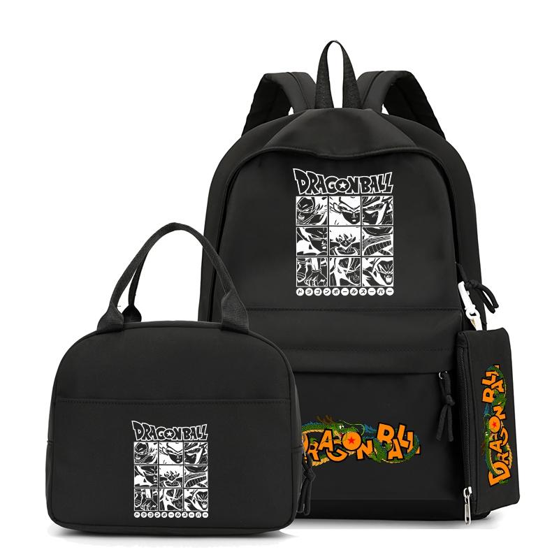 3Pcs/set Anime Dragon Ball Backpack with Lunch Bag for Girl Boy Back To School Bookbag Schoolbag Men Women Travel Bag Mochila