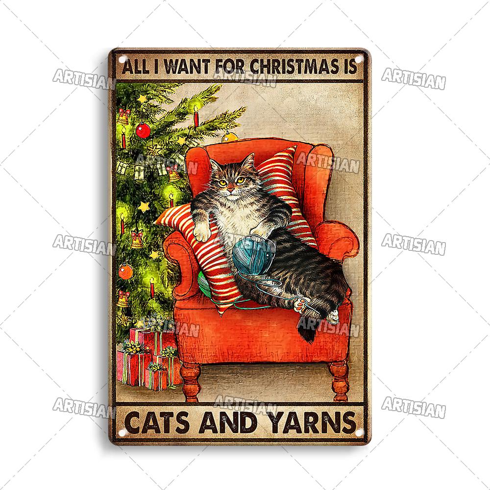 Artisian Animal Sign Black CAT Retro Metal Poster Funny Pet Vintage Decorative Tin Plate Garage Bar Pub Club Home Wall Decor