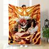 Fiery Warrior with Flames and Fierce Dragon. Flannel Blanket for Bedroom, Living Room, Sofa, and Nap Sofas.