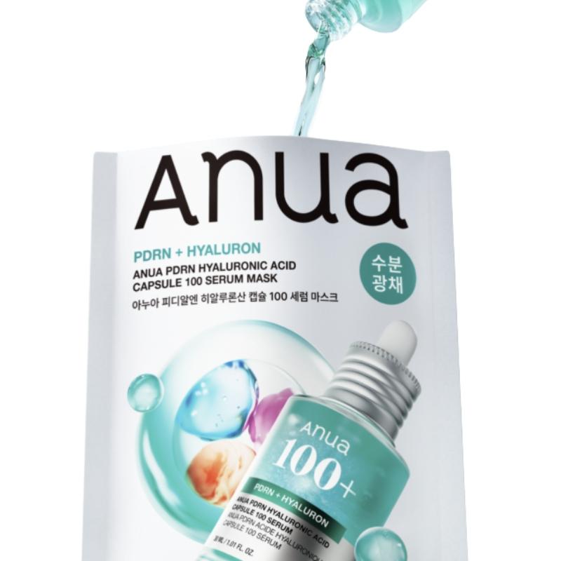 Anua PDRN Hyaluronic Capsule 100 Serum Mask (25ml x 1ea) | Professional Repair Single Sheet Mask | Korean Glass Skin Glow Treatment
