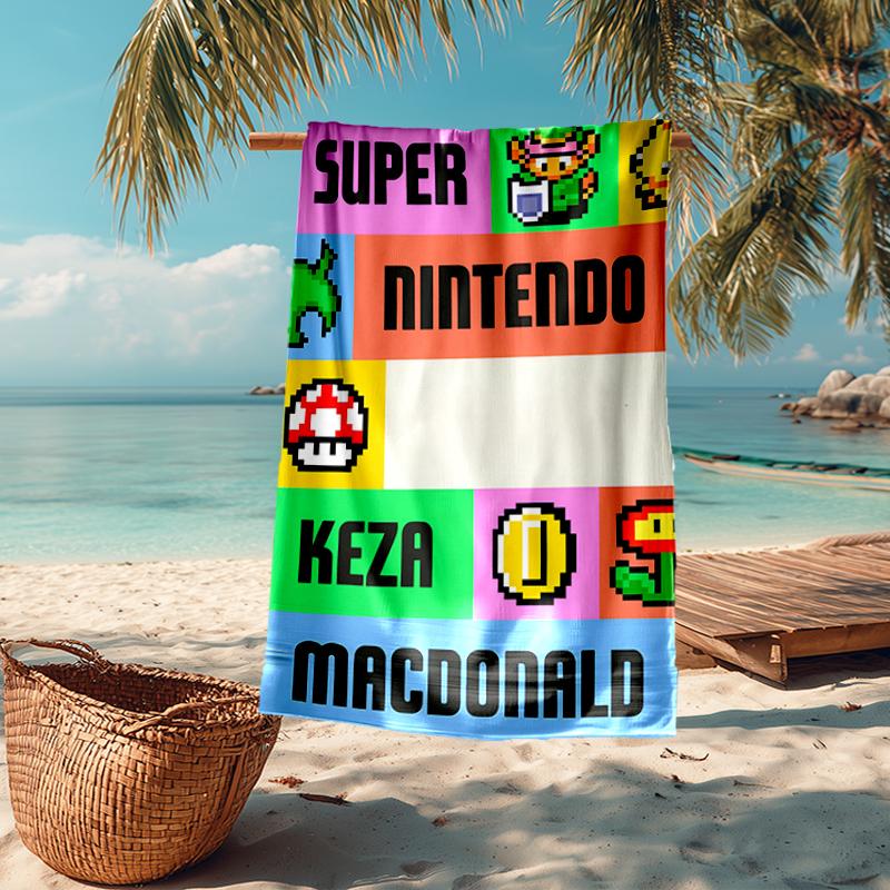 Ultra-Soft Beach Towel with Mario Theme,Ideal for Pool - Camping, Diving - Perfect Travel Essential, Vibrant Beach Towel.