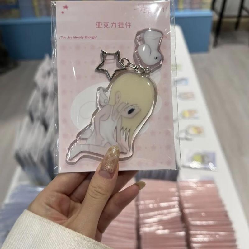INS Fashionable Acrylic Keychain Set Cute Angel Girl Star Cartoon Charms Women Bag Charm Graduation Gift