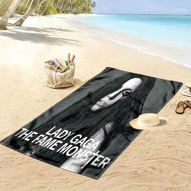 LADY GAGA Print Beach Towel, Large Soft Quick Dry Towel for Beach Camping Swimming