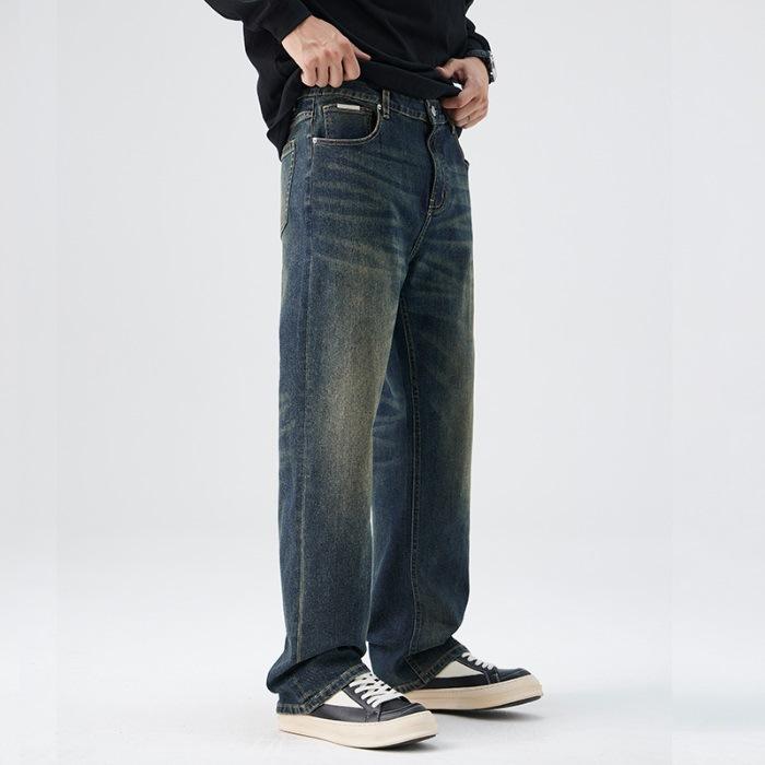 

New Spring Jeans Men s American Retro Straight Slim Trousers S