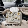 1pc, 2D Flat Printing, Tissue Box with Engineering Vehicles And Trees Pattern Paper Pattern Printed Tissue Box, Suitable for Vacation Home Decoration,