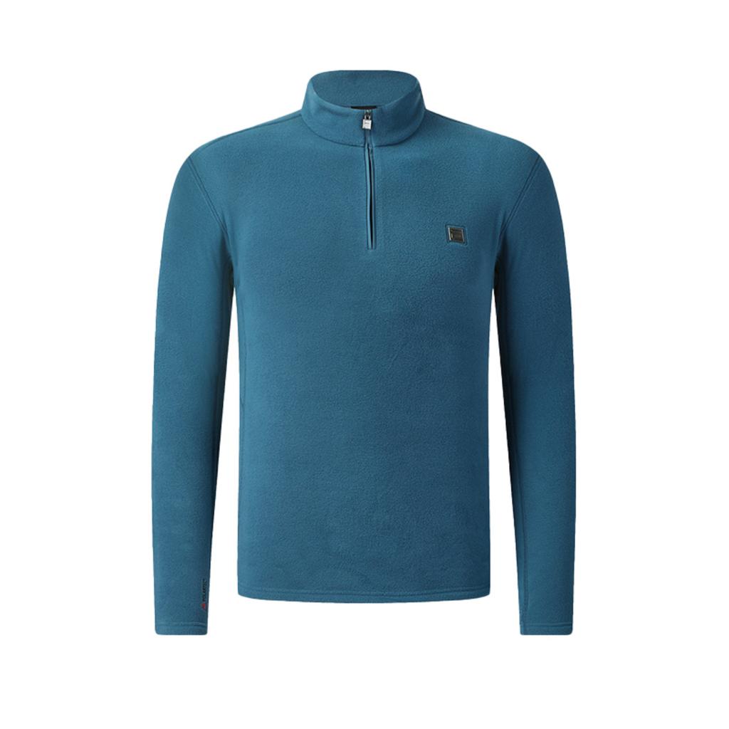 FILA Ski Series Fleece Lined Classic Comfortable Versatile Sports Leisure Knit Long Sleeve T-Shirt Men Tops Dark-Blue A11M546201FDG