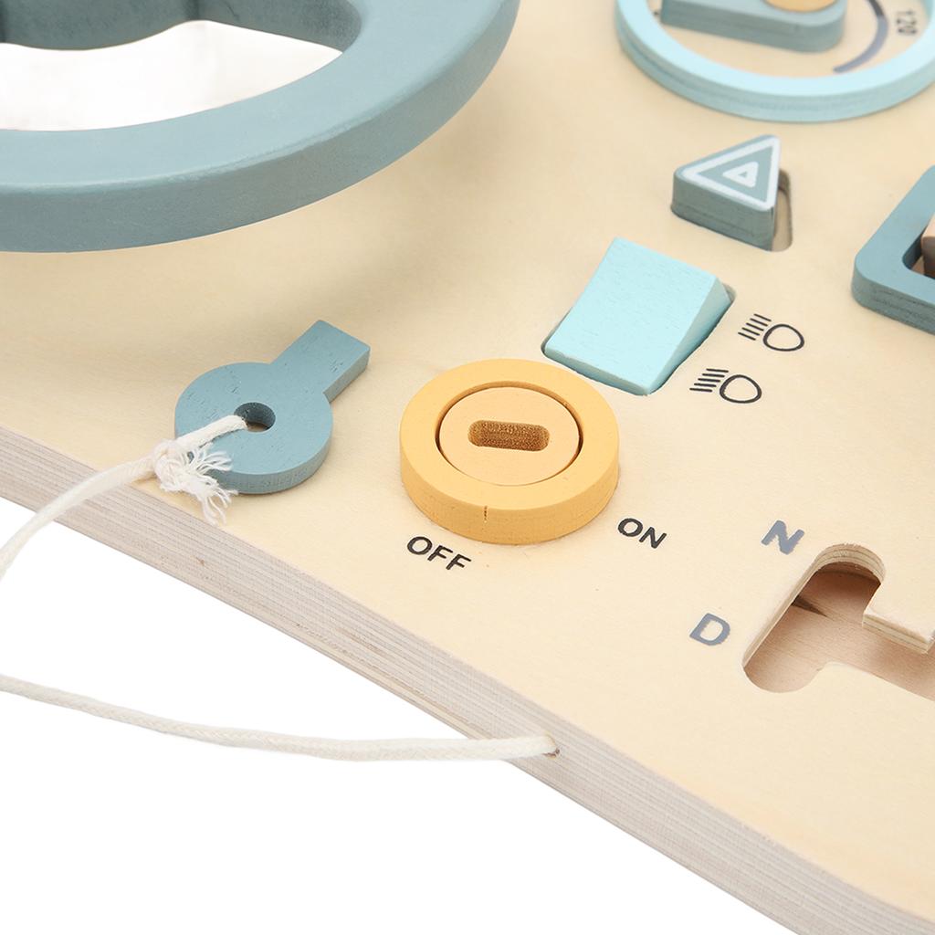 Steering Wheel Activity Board Early Educational Fine Motor Skills Interactive Wooden Dashboard for Children