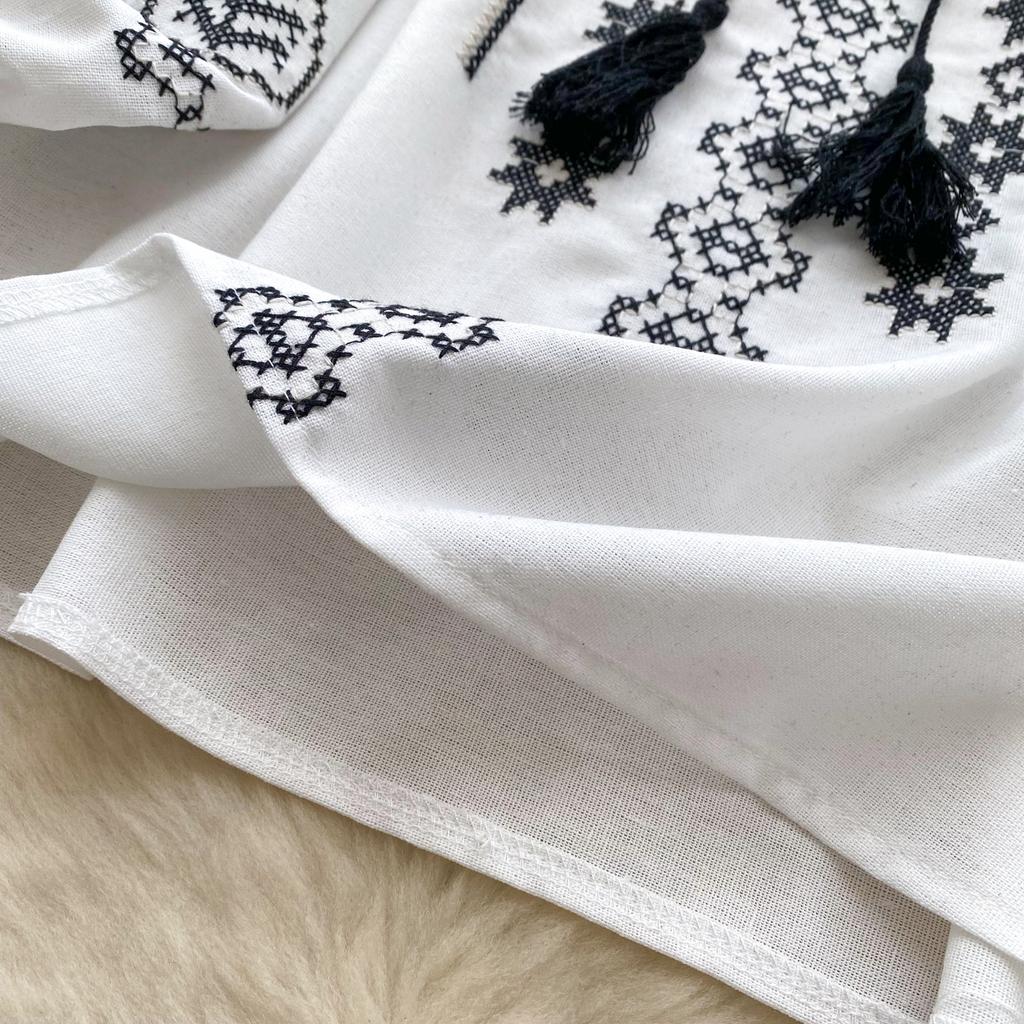 Y2k Goth Spice Girl Langarm T-Shirt Damen O-Ausschnitt Schnürung Laternenärmel Besticktes Shirt Weiblich Sommer Slim Tops