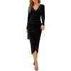 Damen Langes Kleid Herbst Winter Sexy V-Ausschnitt Schmale Taille Hüftumspielend Vintage