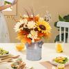 Künstliche Herbstblume Topf-Eisen-Arrangement Gefälschte Saisonblumen PP Wartung-