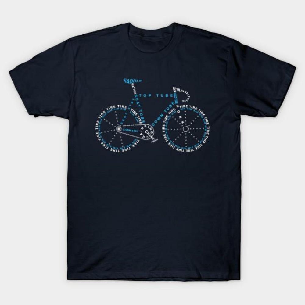 Men Black Print T-shirt Bike Anatomy No-Cut Transfer Paper Print Cotton Tshirt S