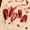 European and American Popular Halloween Short Almond Manicure 3D Blood Red Smudge Nails Fake Nails