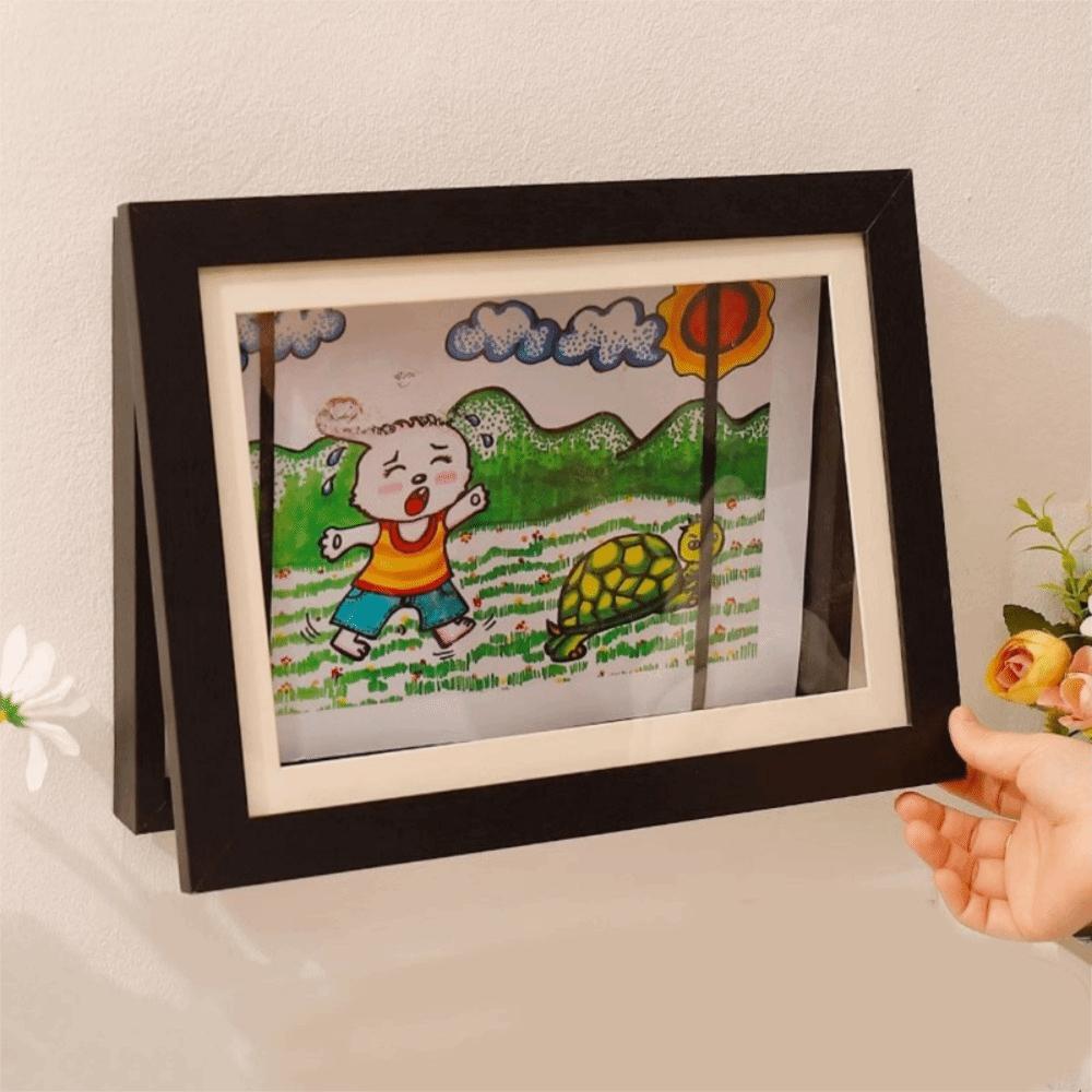 

Магнитная фоторамка-перекидная А4/А3 Эластичные ремни Открывающаяся спереди Перекидная рамка для арт-фотографии Сменная рамка для демонстрации работ Детский сад A4 чёрный