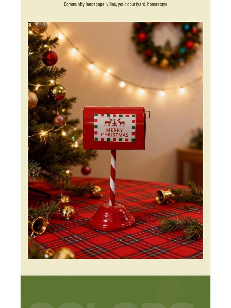 Iron Art Christmas Mailbox Ornament - Festive Indoor Decoration and Gift Stand