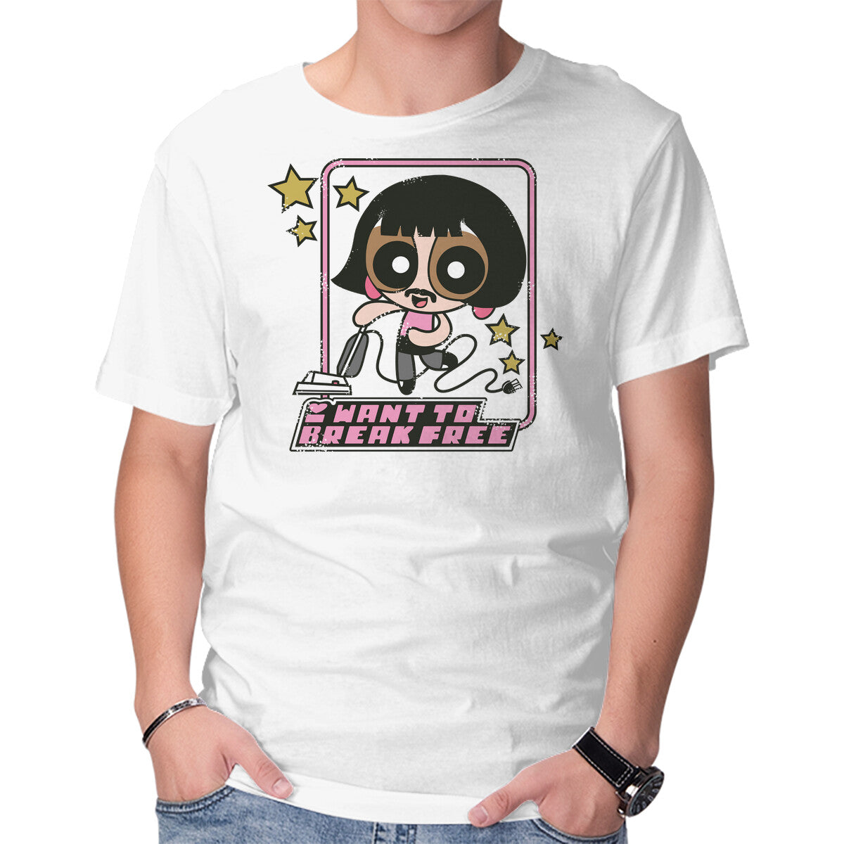 Unisex Crew Neck T-Shirt I Want to Break Free Graphic Short Sleeve Casual Tee L