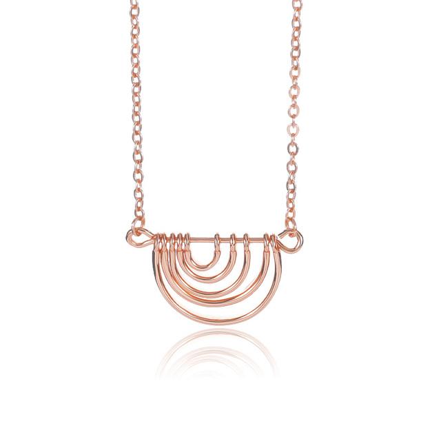 Stainless Steel Geometric Pendant Necklace 3d Semicircle Necklaces For Women Men Charm Party Jewelry Friend Gift Bijoux Collier