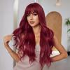 ALAN EATON Long Curly Wavy Red Synthetic Hair Wigs with Bangs Long Women Darty Wigs Daily Cosplay Wig Heat Resistant Fiber Wigs