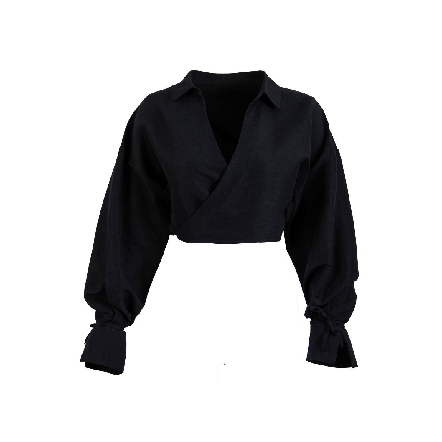 

Укороченная рубашка с запахом XS розовый