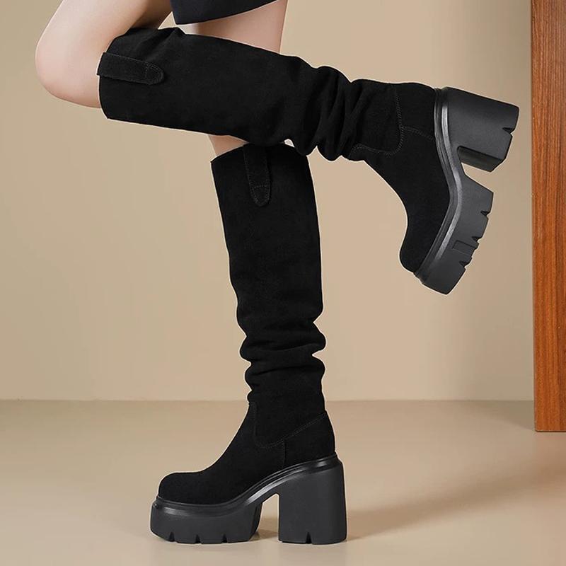 High Heels Women's High Boots Platform Fashion Knee High Shoes  Winter Pumps Trend Chelsea Boots New Elegant Mujer Botas