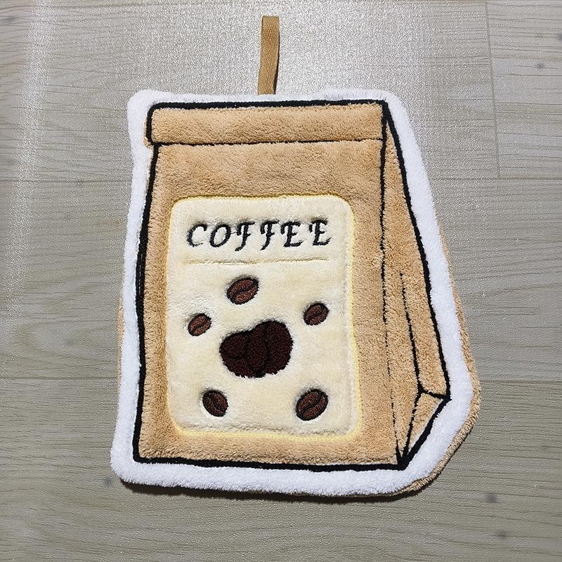 1Pcs Absorbent Hand Cloth Coffee Bread Hand Towel For Kitchen Bathroom Hand Cloth Cartoon Hand Towels Convenient Hanging Towel