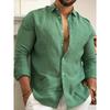 Cotton and Linen Solid Color Men's Shirt, Youth Casual Clothes