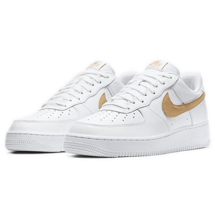 New Nike Air Force 1 Low Pony Hair Snakeskin Club Gold CW7567-101