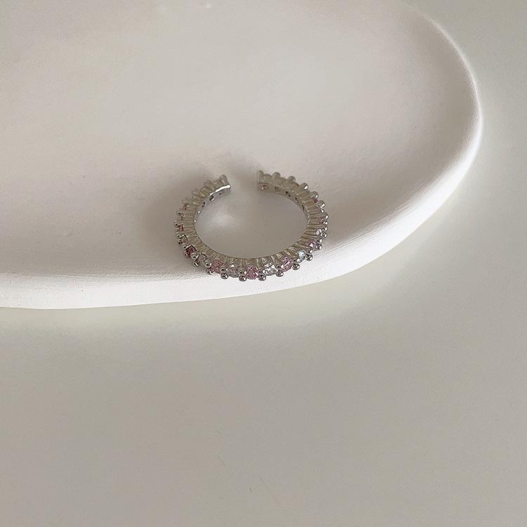 Sweet Pink Zircon Heart Open Ring for Women – Simple Korean Style