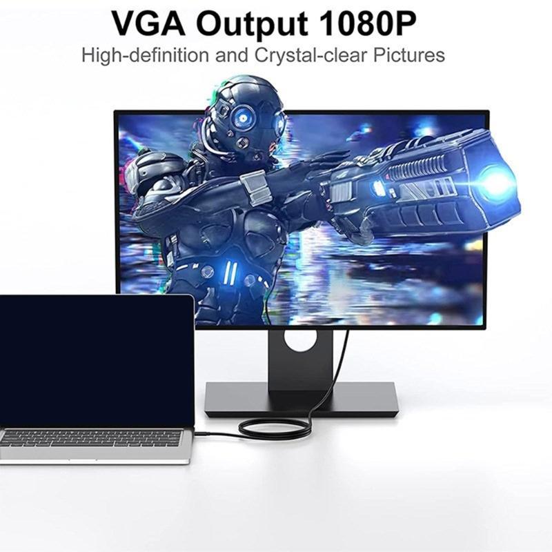 USB3.1 Type C Male To VGA Male Adapter Cable 31inch, FullHD Video Support for Desktop and Projectors