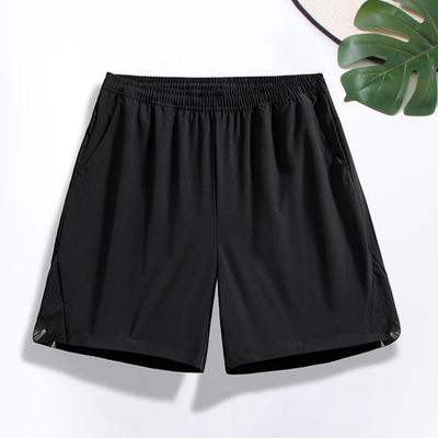 Yousheng Men Shorts Solid Color Design Elastic Waist Sport Shorts with Pockets Breathable Casual Style Shorts