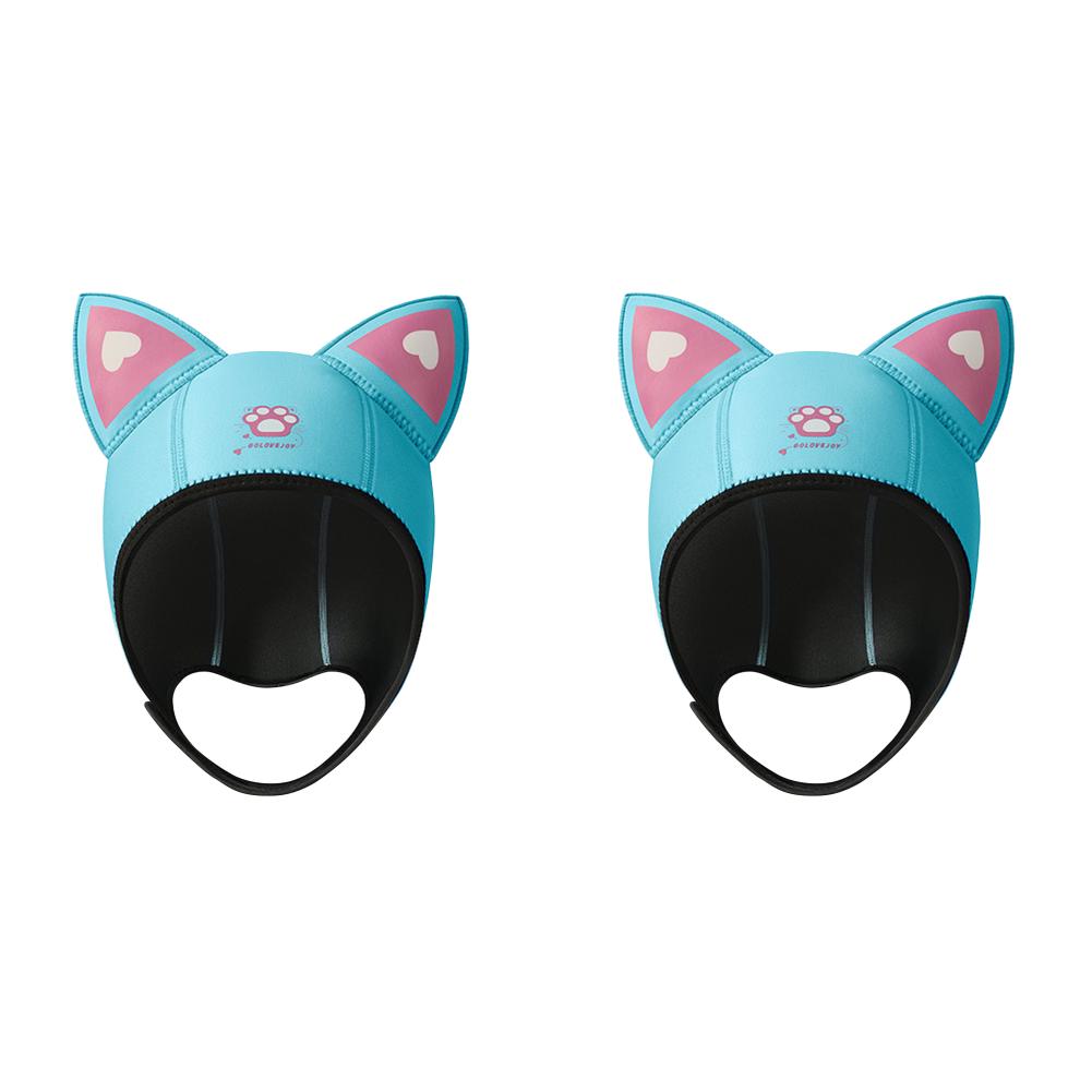 

3MM Cute Cat Ears Diving Hood Neoprene Wetsuit Hood for Kids Adults (Light Blue)