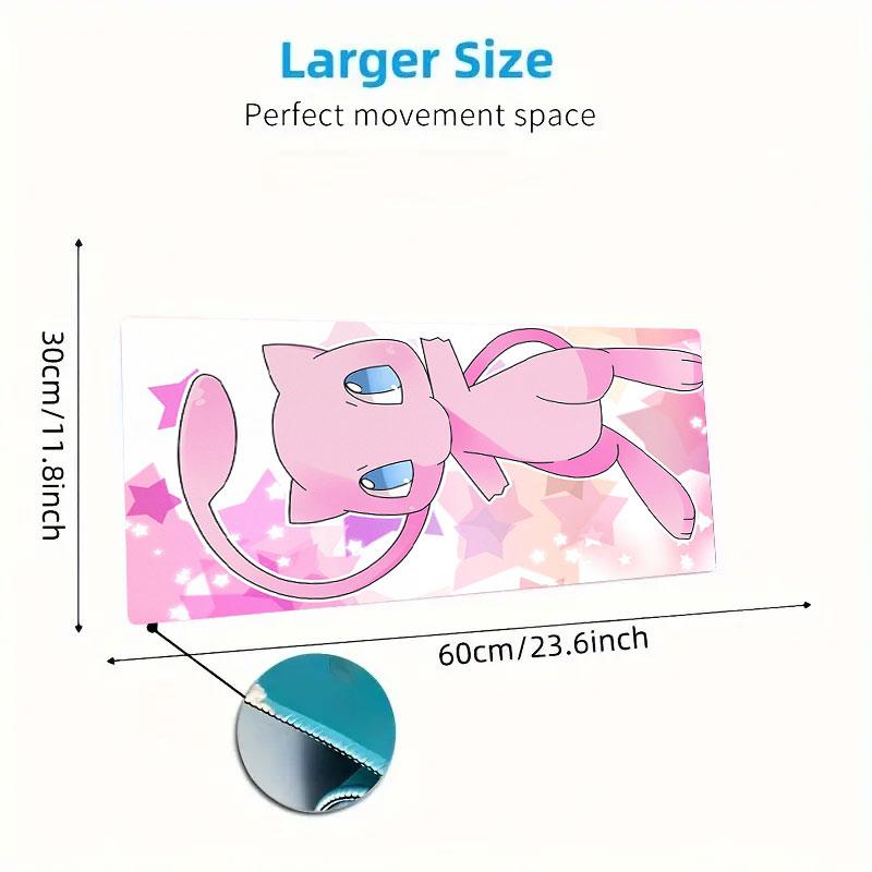 Mew Mouse Pad, Large Gaming Desk Mat, Non-slip XXL Mousepad for Laptop & Tablet, Mini PC Playmat with Stitched Edges