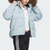 Adidas Printed Casual Sports Down Jacket With Hood Women Outerwear Light-Blue IL8937