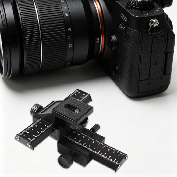 Aluminium 4-weg Macro Focus Rail Slider met 1/4 Schroef voor Camera Directionele Regulator Macro Beugel Slider