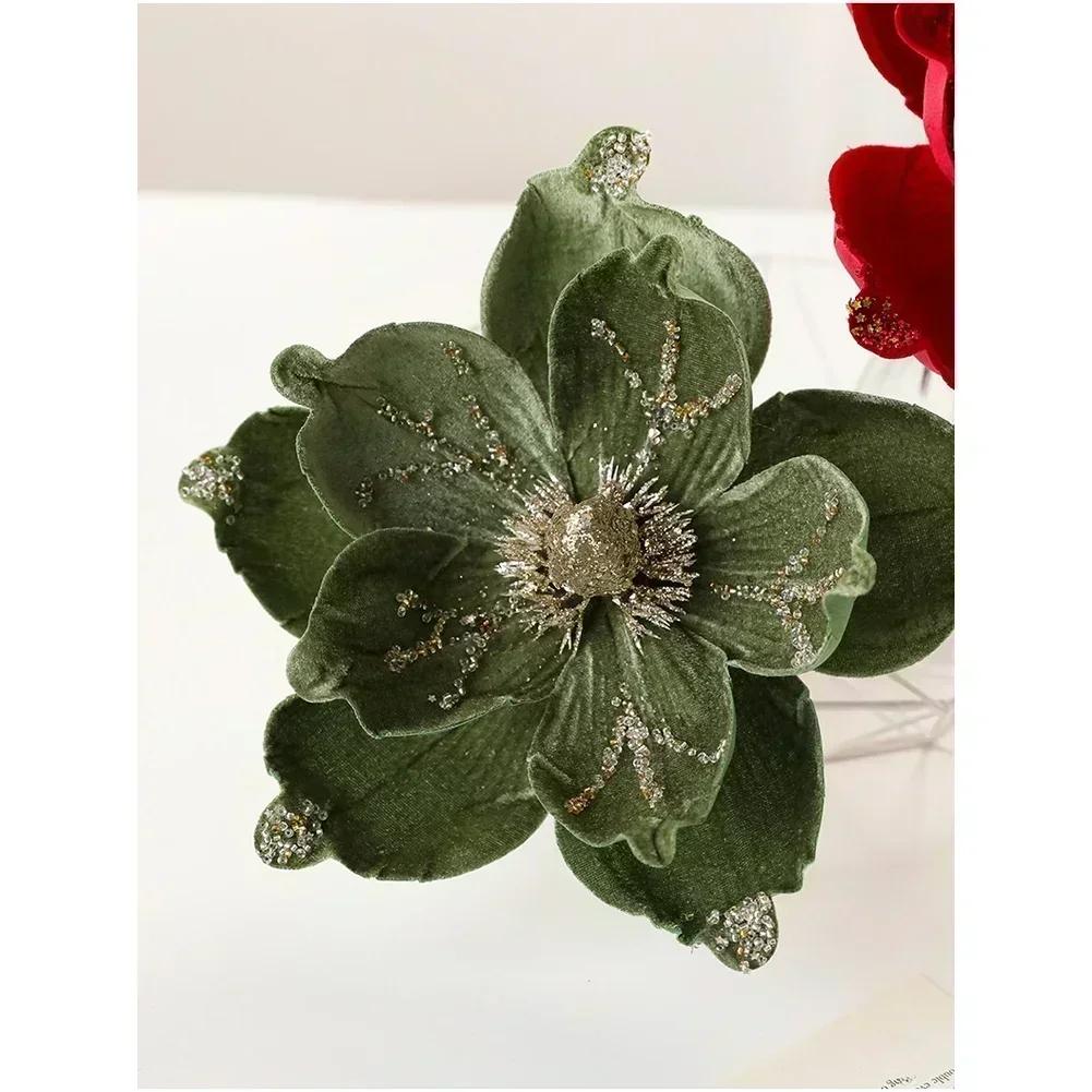 Holiday Home Decor Christmas Artificial Flower Elegant Touch Lifelike Design Light Luxury Style Realistic Magnolia Holiday Decor