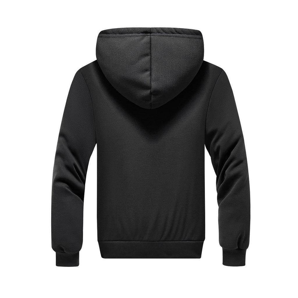 Lambswool Men's Sporty Winter Hoodie: Thickened, Warm Velvet Hooded Cardigan