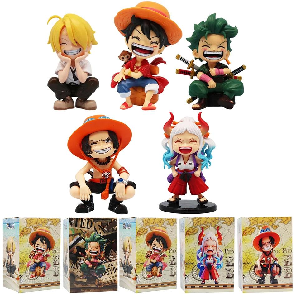 One Piece Handheld Luffy Solon Portgas·D· Ace Sitting Yamato Q-Version Trendy Play Cartoon Anime Car Ornament Peripheral Gifts