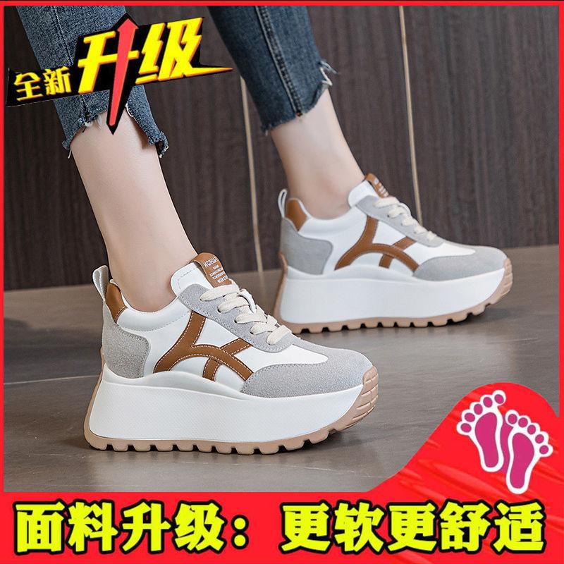 Inner height-increasing sneakers women's 2025 autumn versatile and thin soft-soled dad shoes small casual thick-soled muffin shoes