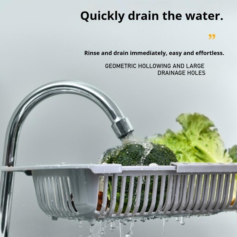 Extendable Over the Sink Colander Fruits and Vegetables Drain Basket Adjustable Strainer Sink Washing Basket for Kitchen