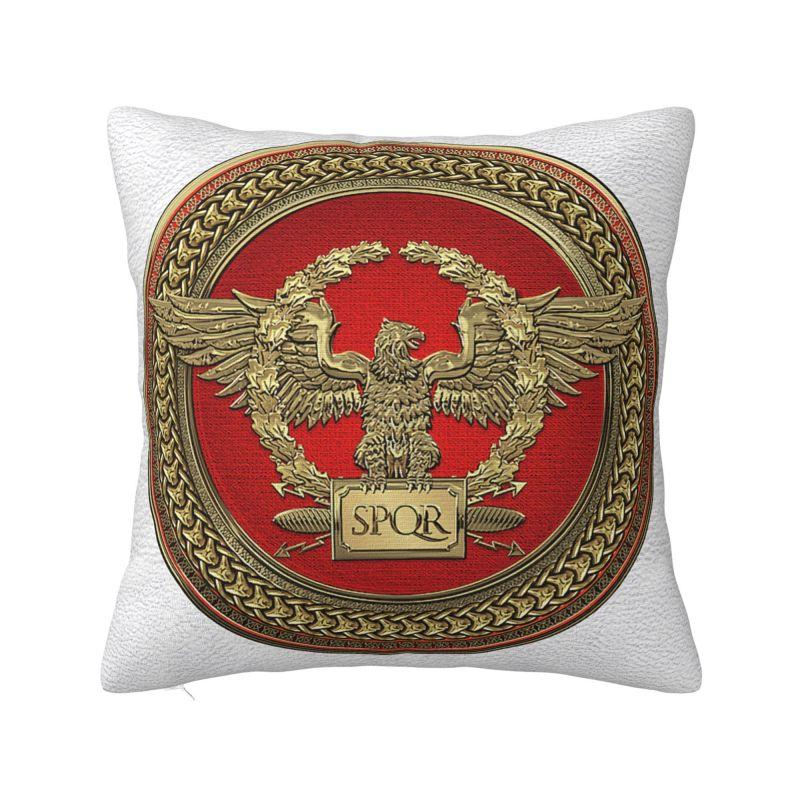 Custom Nordic Gold Roman Imperial Eagle Cushion Cover For Sofa Soft Spqr Medallion Edition Over Black Leather Pillow Case