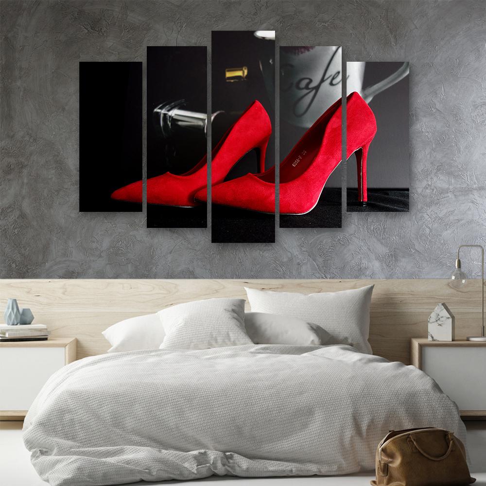 Five Piece Picture Canvas Print Red Stilettos