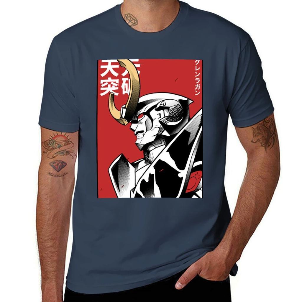 Tengen Toppa Gurren Lagann Red T-Shirt black cotton t-shirt plain for man package funny t shirts cotton T-Shirt